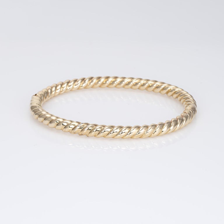 Rope Twist Bangle Bracelet Vintage 14k Yellow Gold Layering Fine