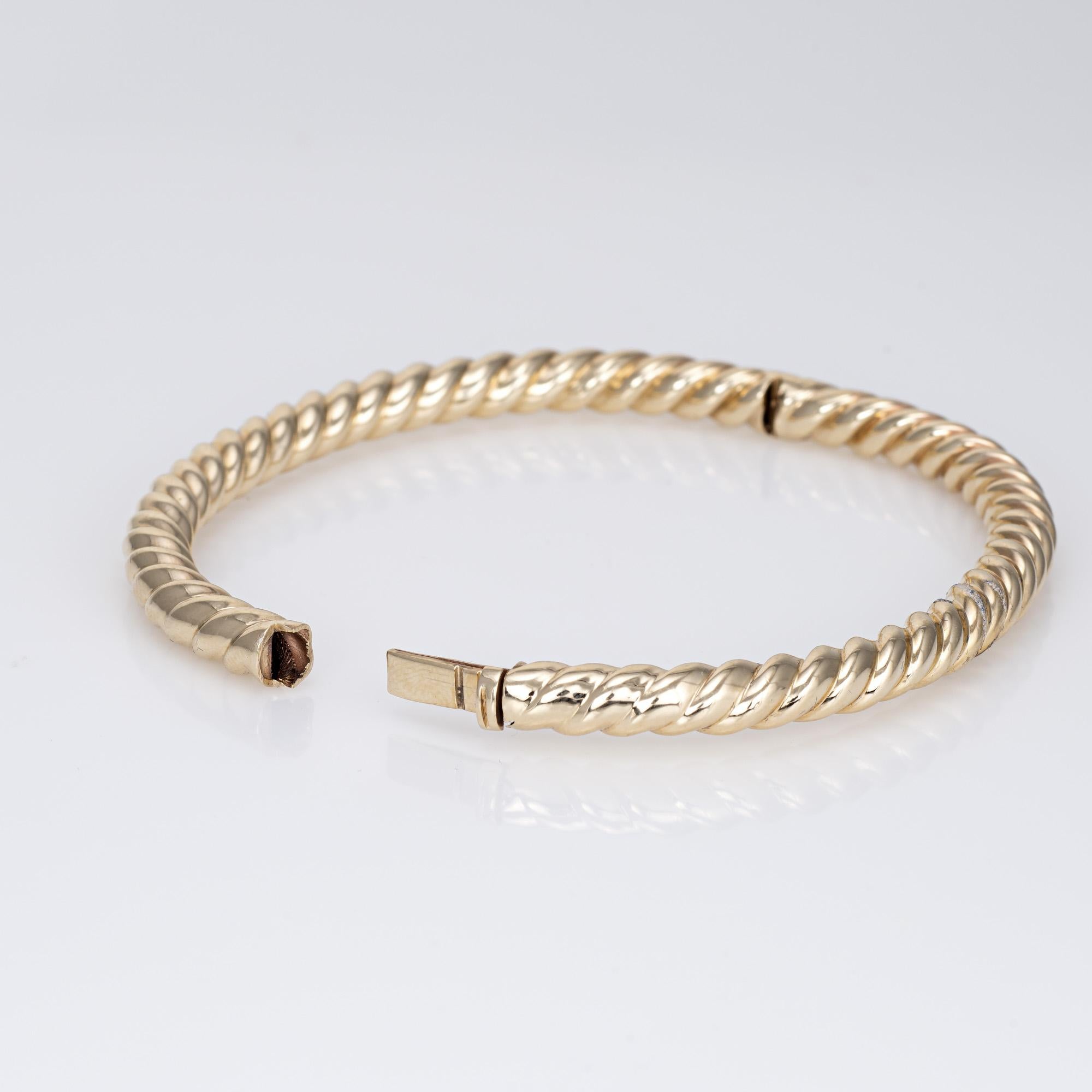 Contemporary Rope Twist Bangle Bracelet Vintage 14k Yellow Gold Layering Fine Jewelry