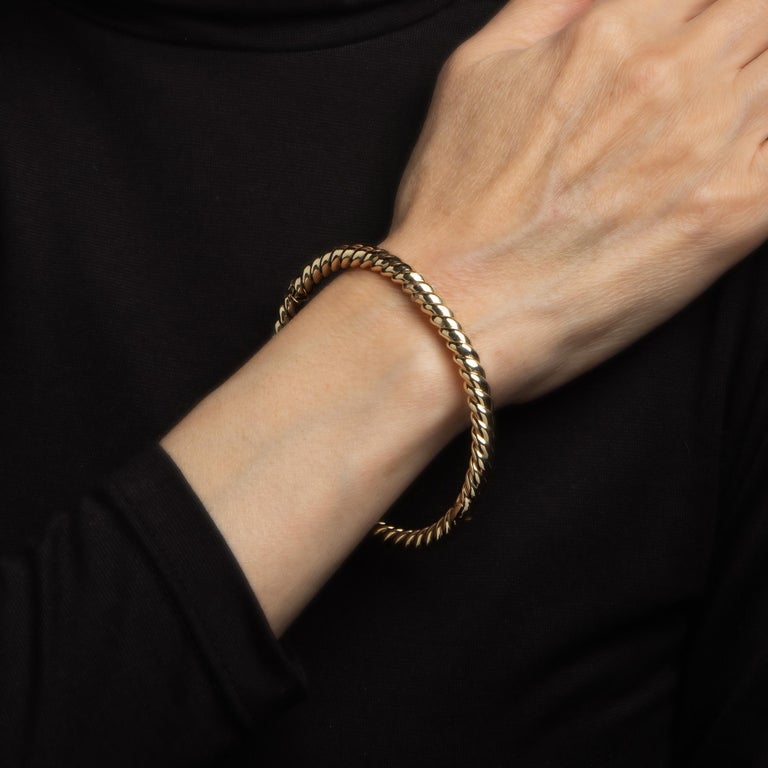 Rope Twist Bangle Bracelet Vintage 14k Yellow Gold Layering Fine