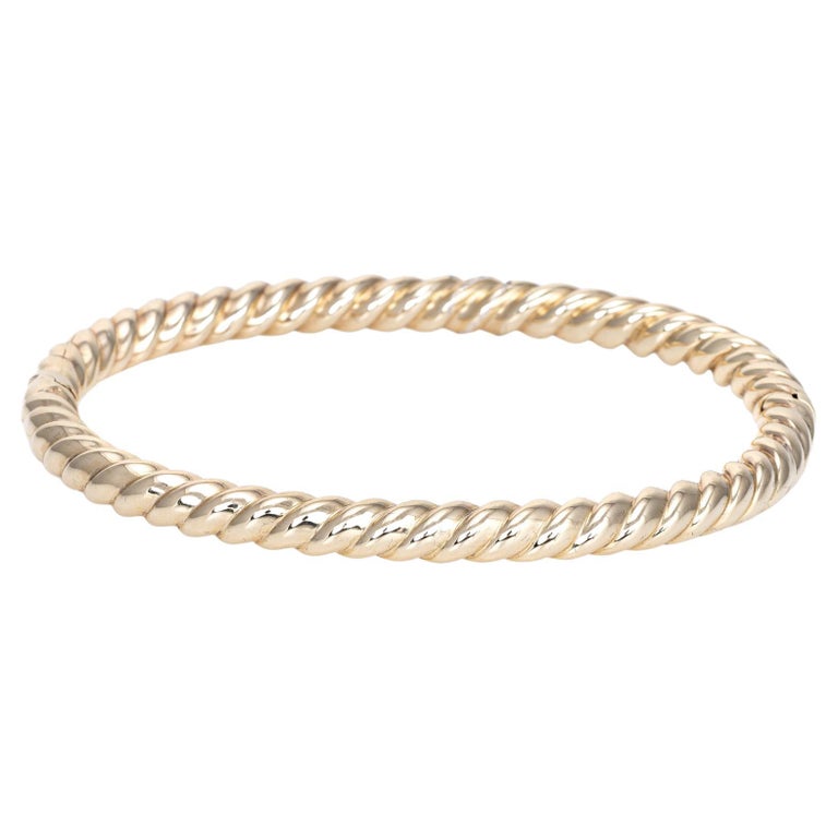 Rope Twist Bangle Bracelet Vintage 14k Yellow Gold Layering Fine