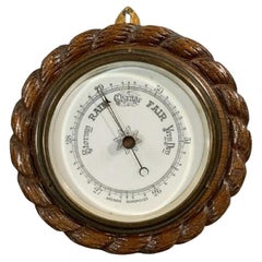 Antique Rope Twist Barometer with Porcelain Face