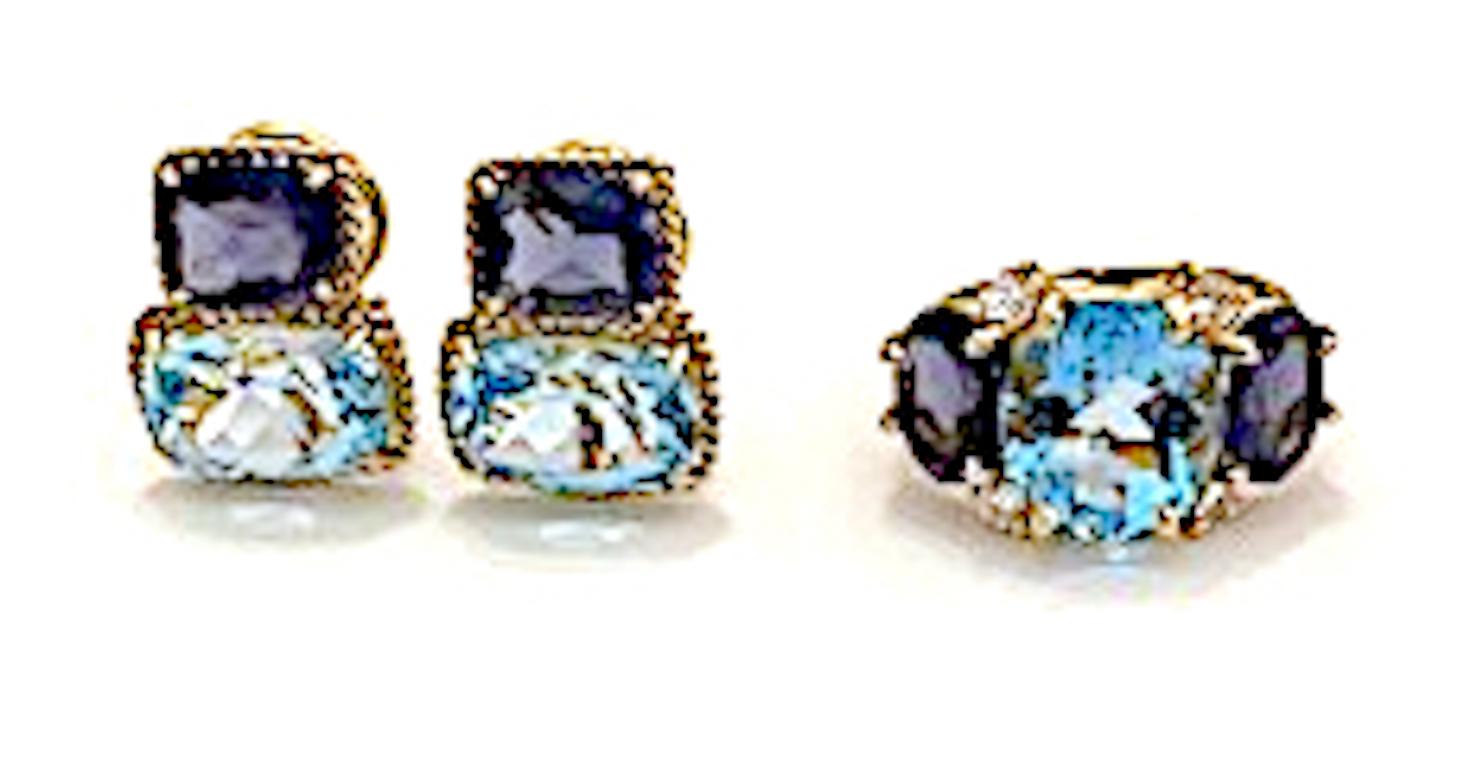 Rope Twist Border Earrings with Iolite and Blue Topaz In New Condition For Sale In New York, NY