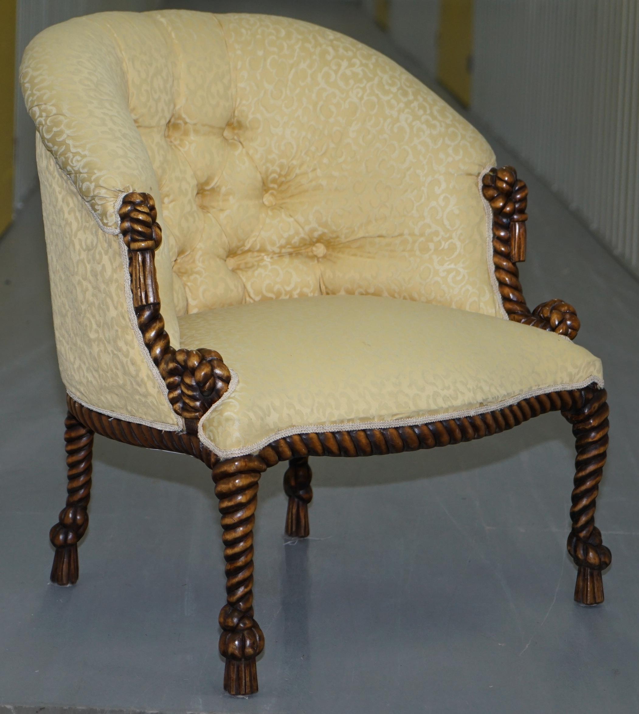 Suite de sièges et banquette en corde torsadée style Napoléon III, fauteuil et canapé Chesterfield en vente 7