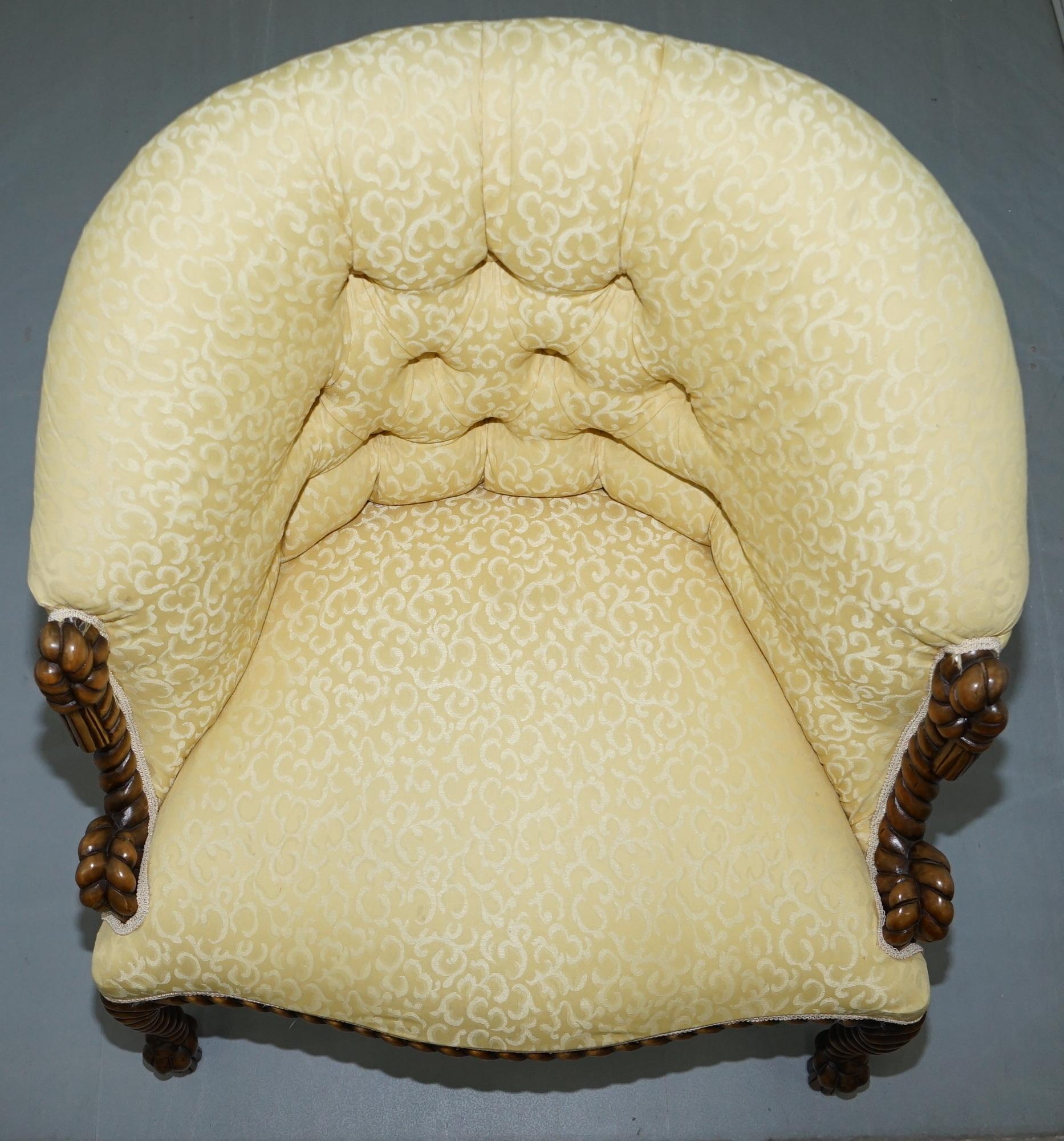 Suite de sièges et banquette en corde torsadée style Napoléon III, fauteuil et canapé Chesterfield en vente 9
