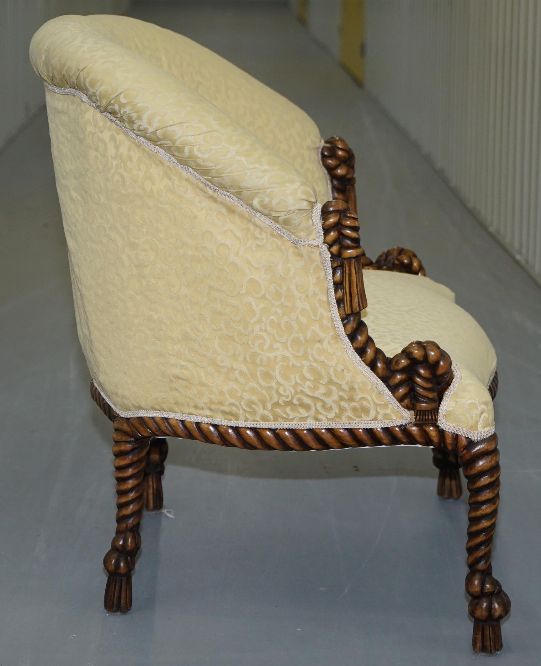 Suite de sièges et banquette en corde torsadée style Napoléon III, fauteuil et canapé Chesterfield en vente 11