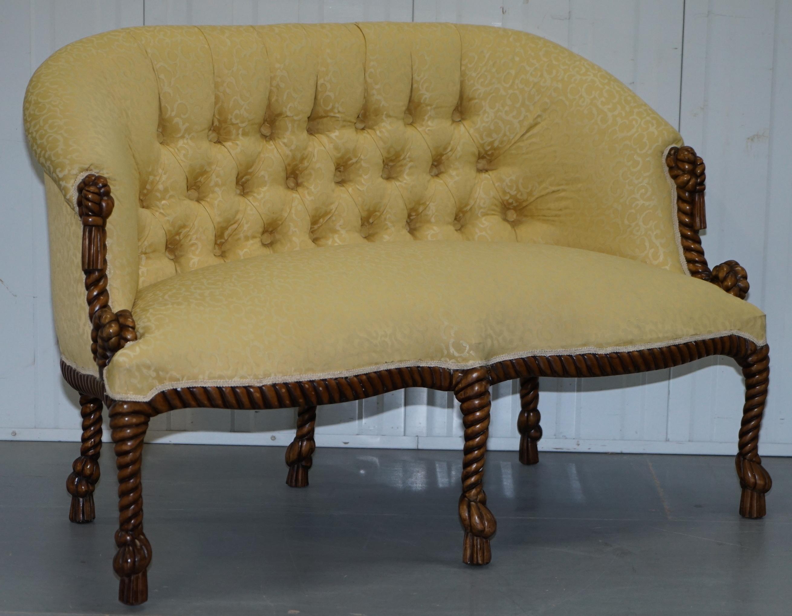We are delighted to offer for sale this lovely suite of Napoleon III style early 20th century Rope Twist seating

A stunning little suite, the armchairs come up for sale occasionally however I’ve never need a sette or sofa before. The pair are in