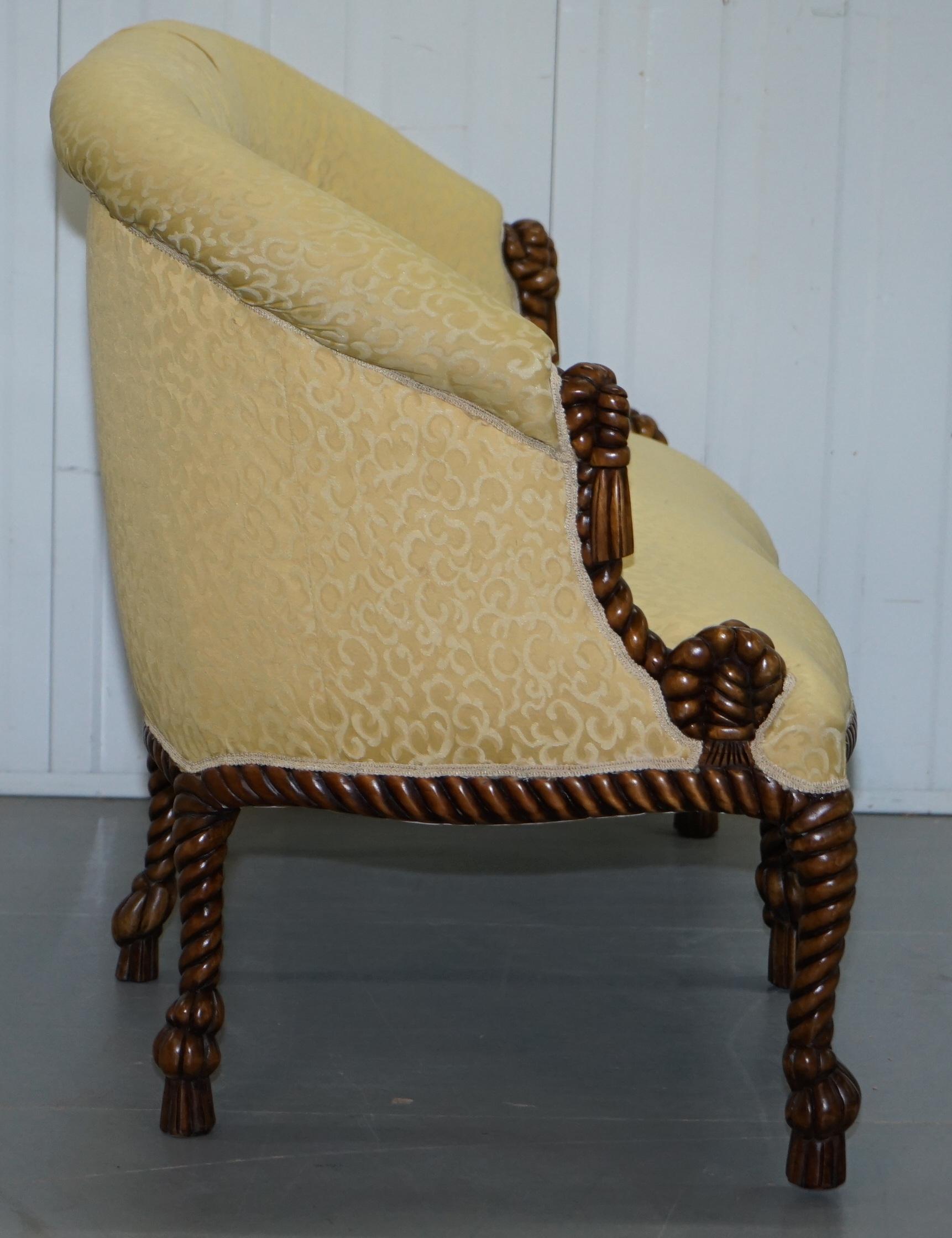 Suite de sièges et banquette en corde torsadée style Napoléon III, fauteuil et canapé Chesterfield en vente 2