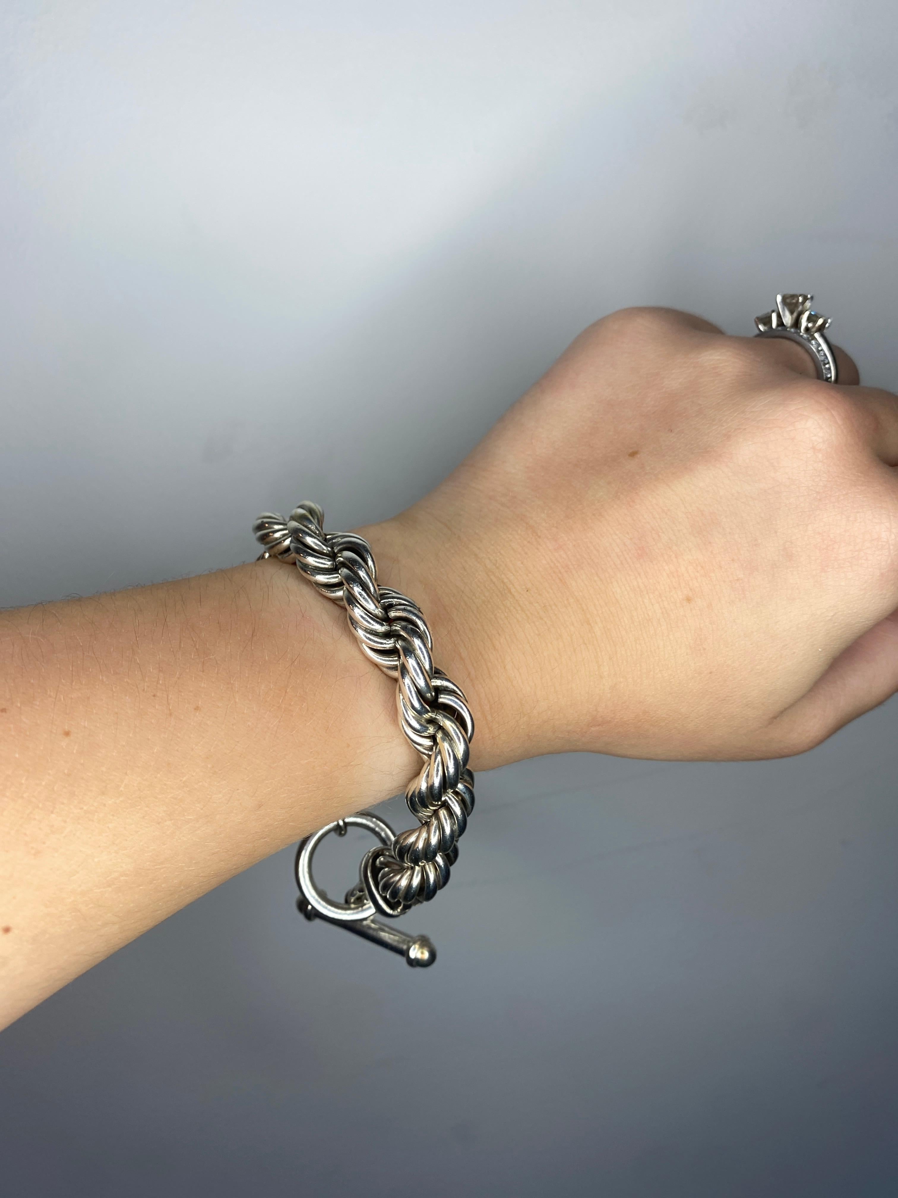 Bracelet à bascule en corde, argent sterling, bracelet en chaîne en vente 1