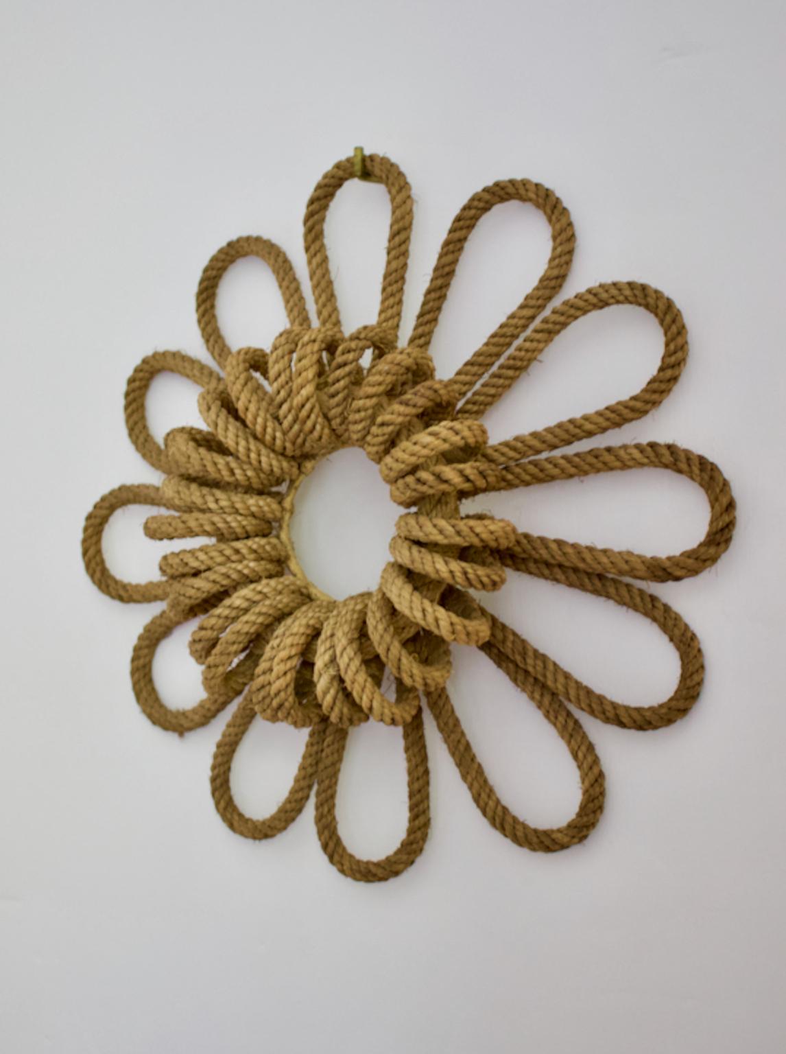 Mid-Century Modern Rope Wall Decoration in the Shape of  Flower - Style of Audoux et Minet, France