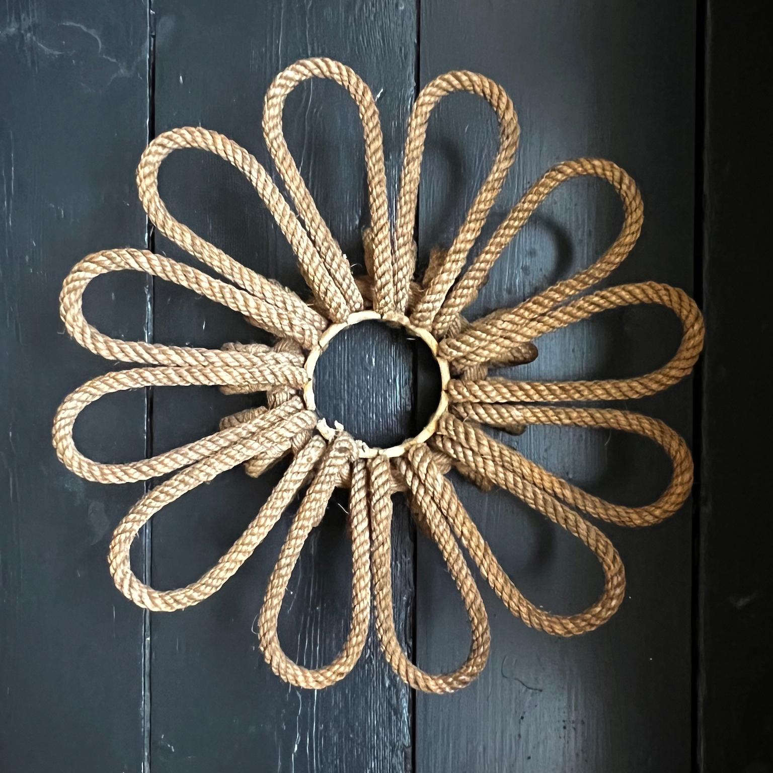 French Rope Wall Decoration in the Shape of  Flower - Style of Audoux et Minet, France