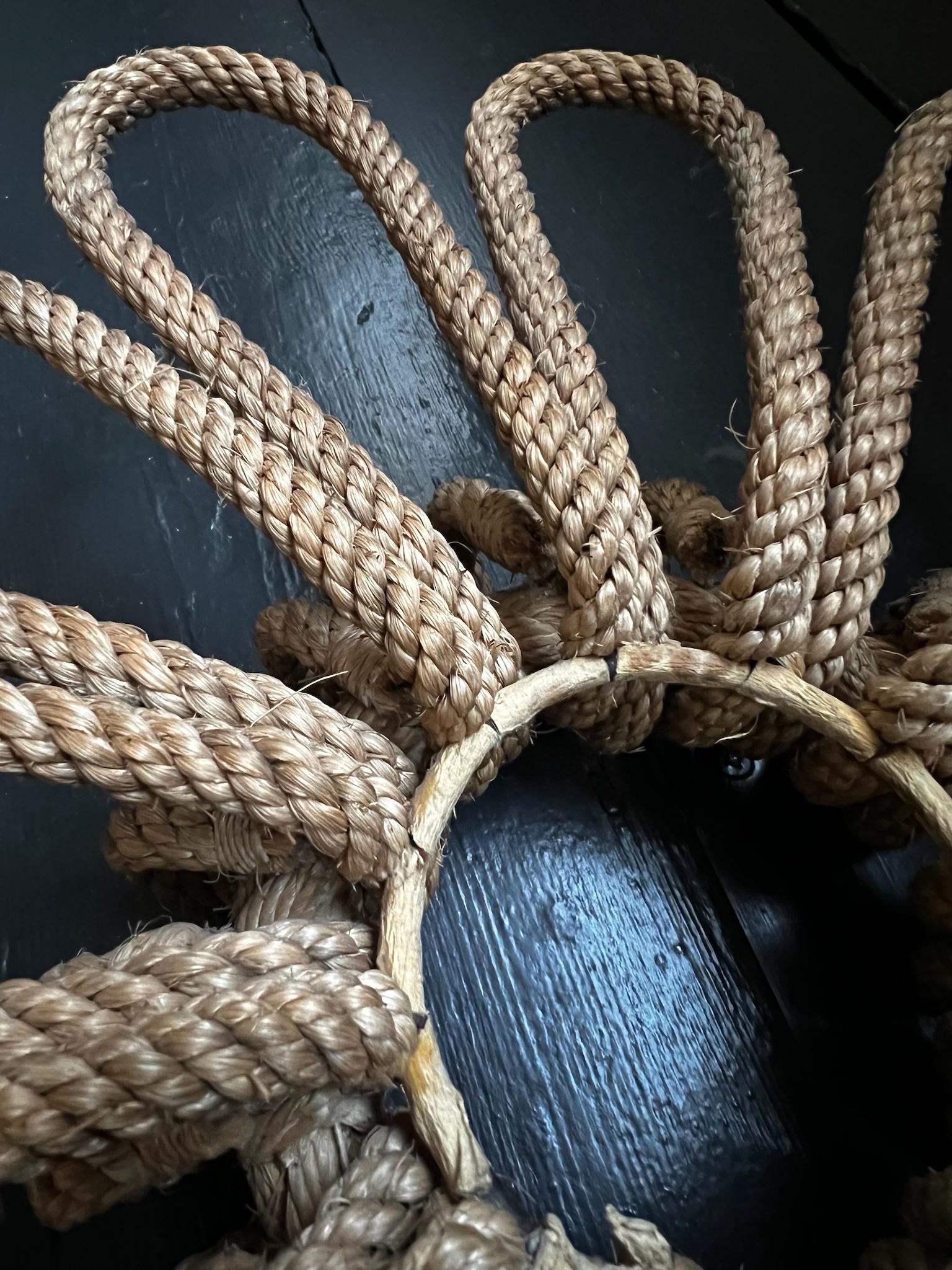 20th Century Rope Wall Decoration in the Shape of  Flower - Style of Audoux et Minet, France