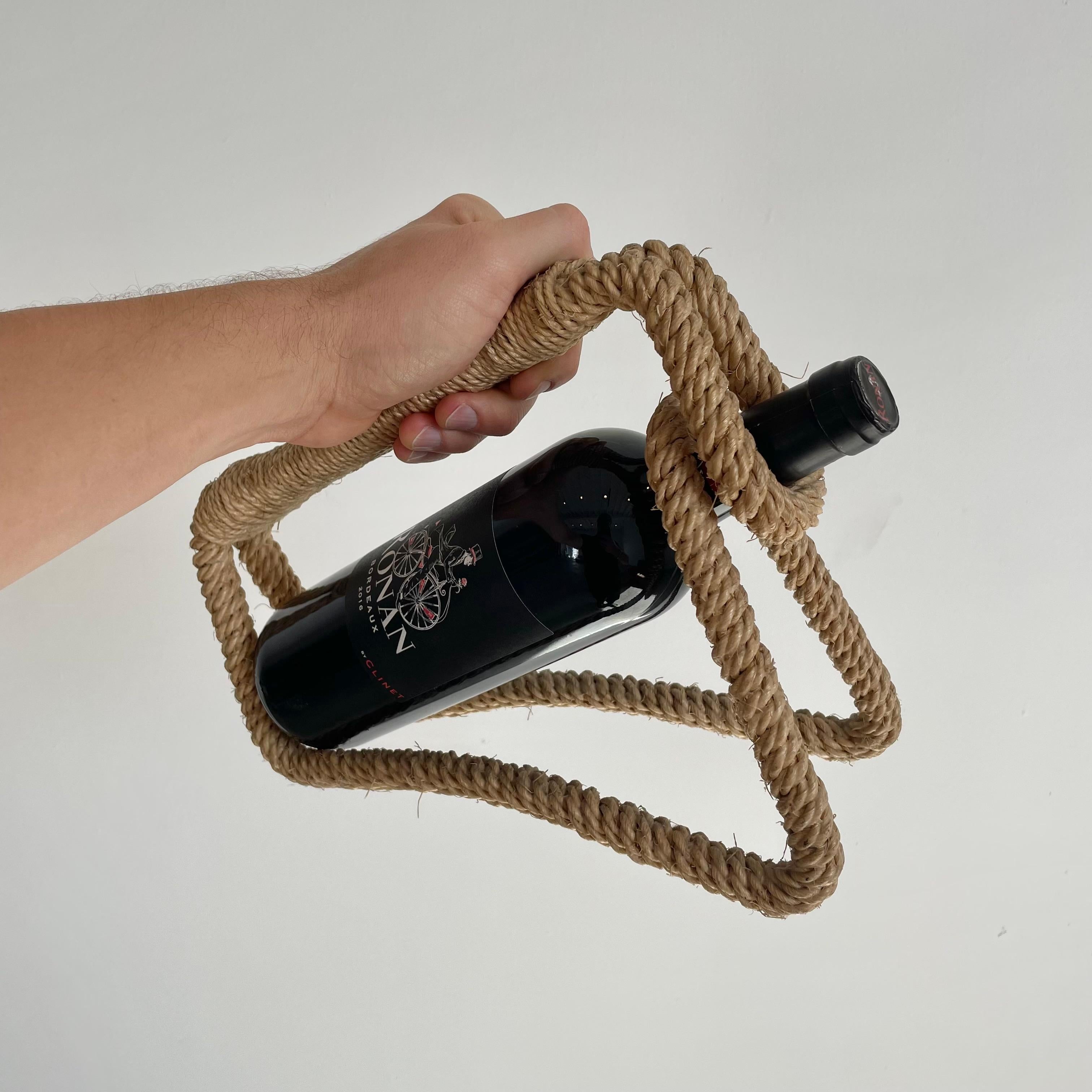 French Rope Wine Bottle Holder by Audoux and Minet, France circa 1960 For Sale