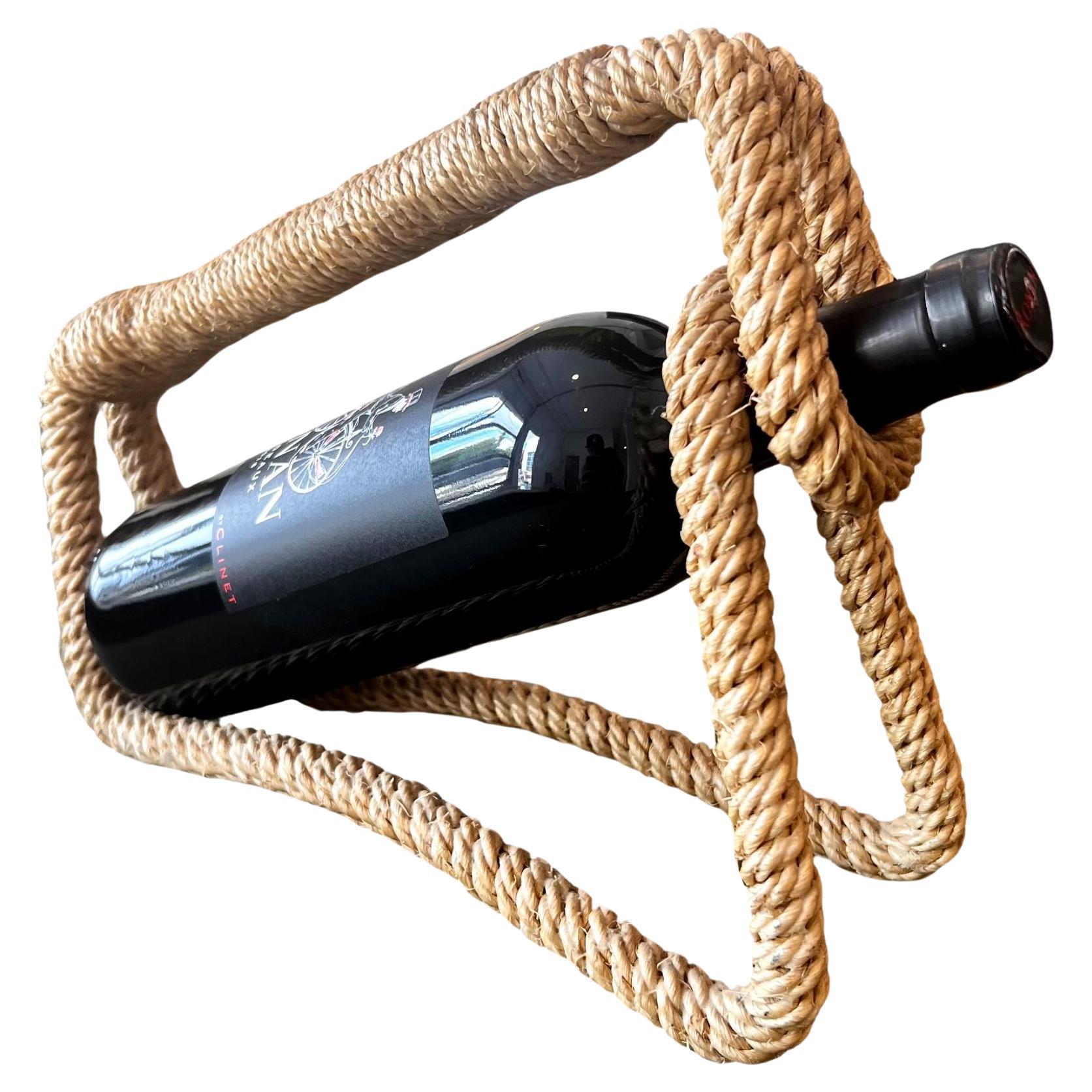 Rope Wine Bottle Holder by Audoux and Minet, France circa 1960 For Sale