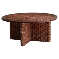 Rope & Wood Coffee Table in the Style of Audoux + Minet, France 1960s