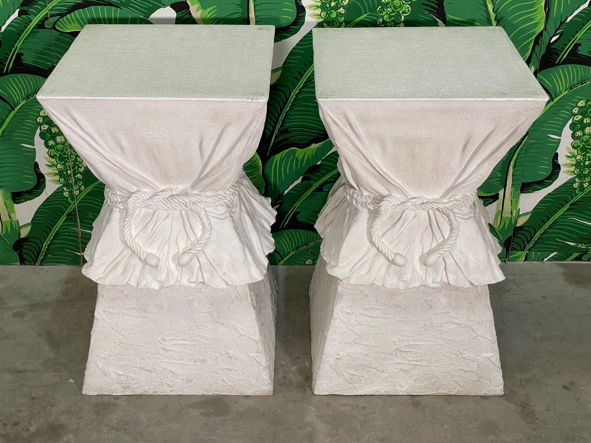 Roped Drapery Form Dining Table Pedestals, a Pair In Good Condition In Jacksonville, FL