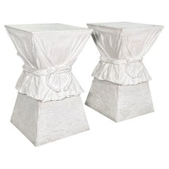 Roped Drapery Form Dining Table Pedestals, a Pair