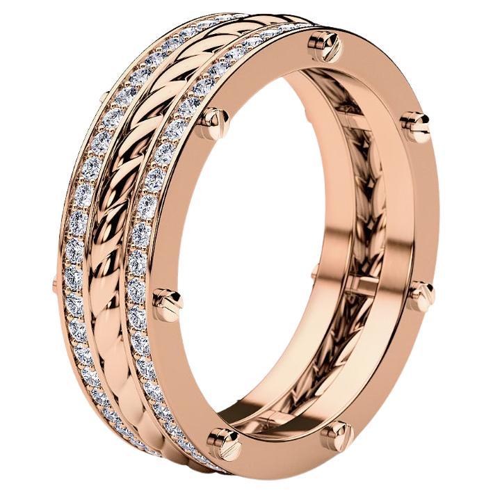 ROPES 14k Rose Gold Ring with 0.70ct Diamonds For Sale