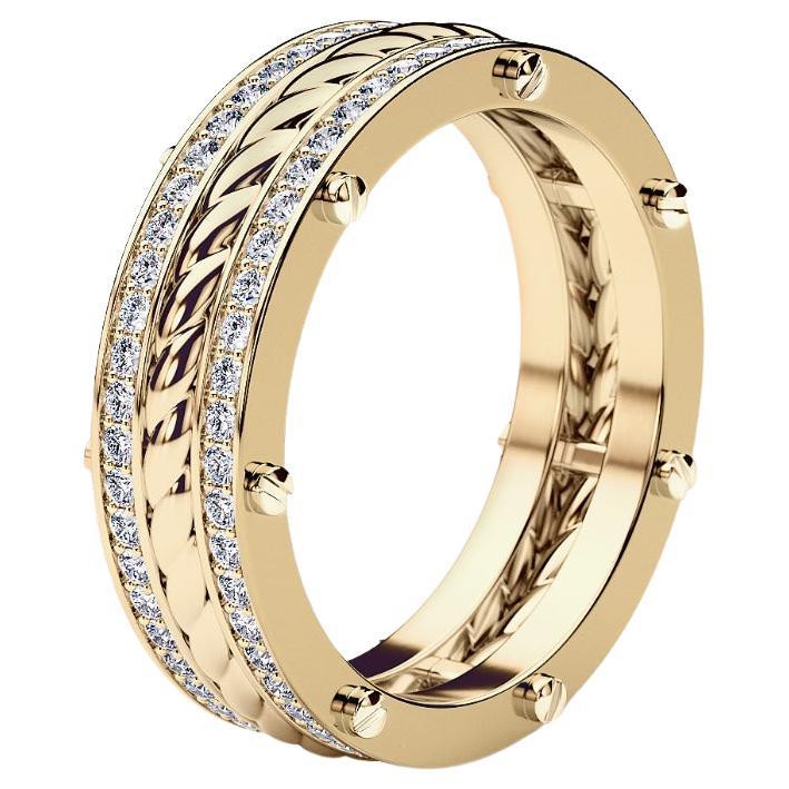 ROPES 14k Yellow Gold Ring with 0.70ct Diamonds For Sale