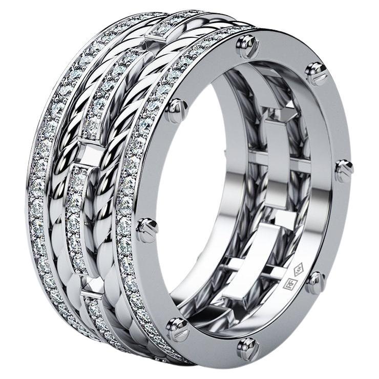 ROPES 18k White Gold Ring with 1.45ct Diamonds For Sale