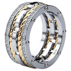 ROPES Two-Tone 14k White & Yellow Gold Ring with 1.05ct Diamonds