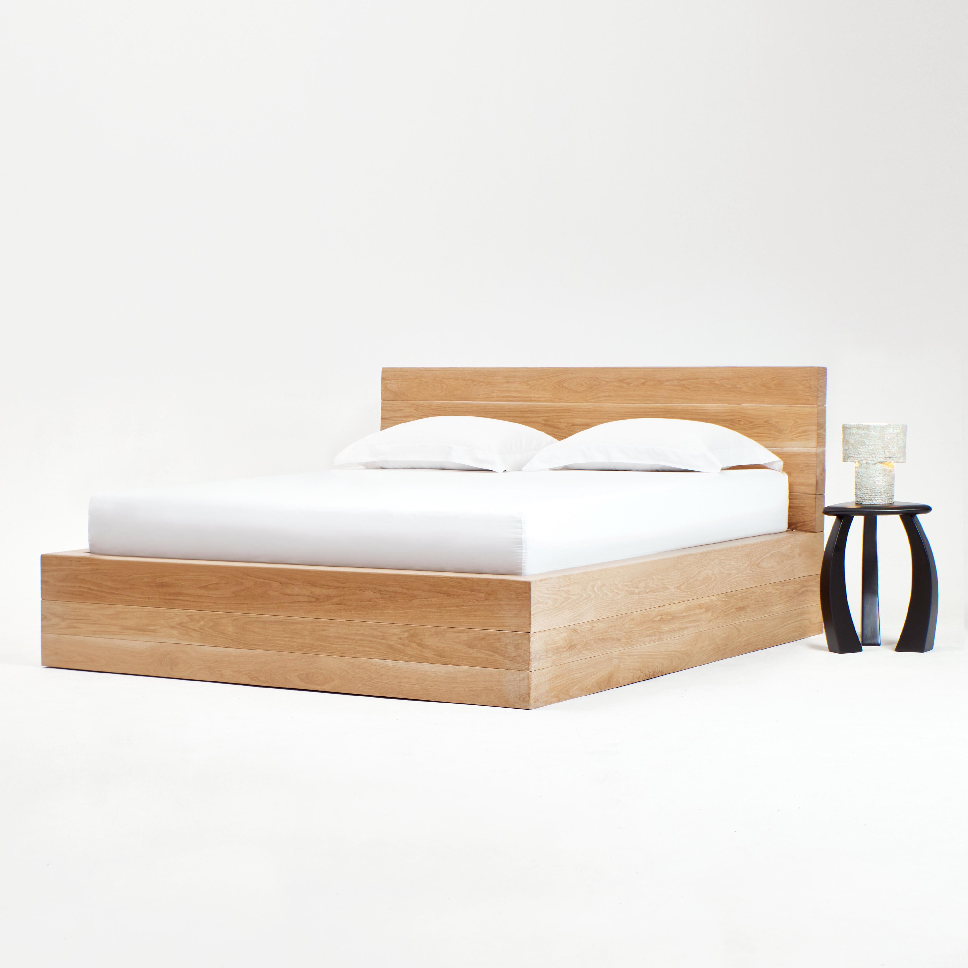 Contemporary Roque Bed in Oak For Sale