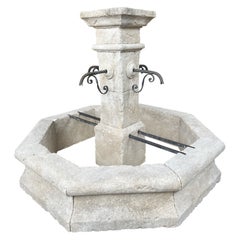 Roquevaire Carved Limestone 4-Spout Center Fountain from Provence, France