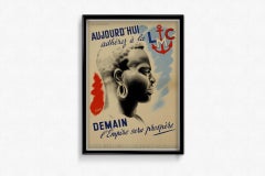 Circa 1930 original poster by Rorebour - Ligue Maritime et Coloniale Française
