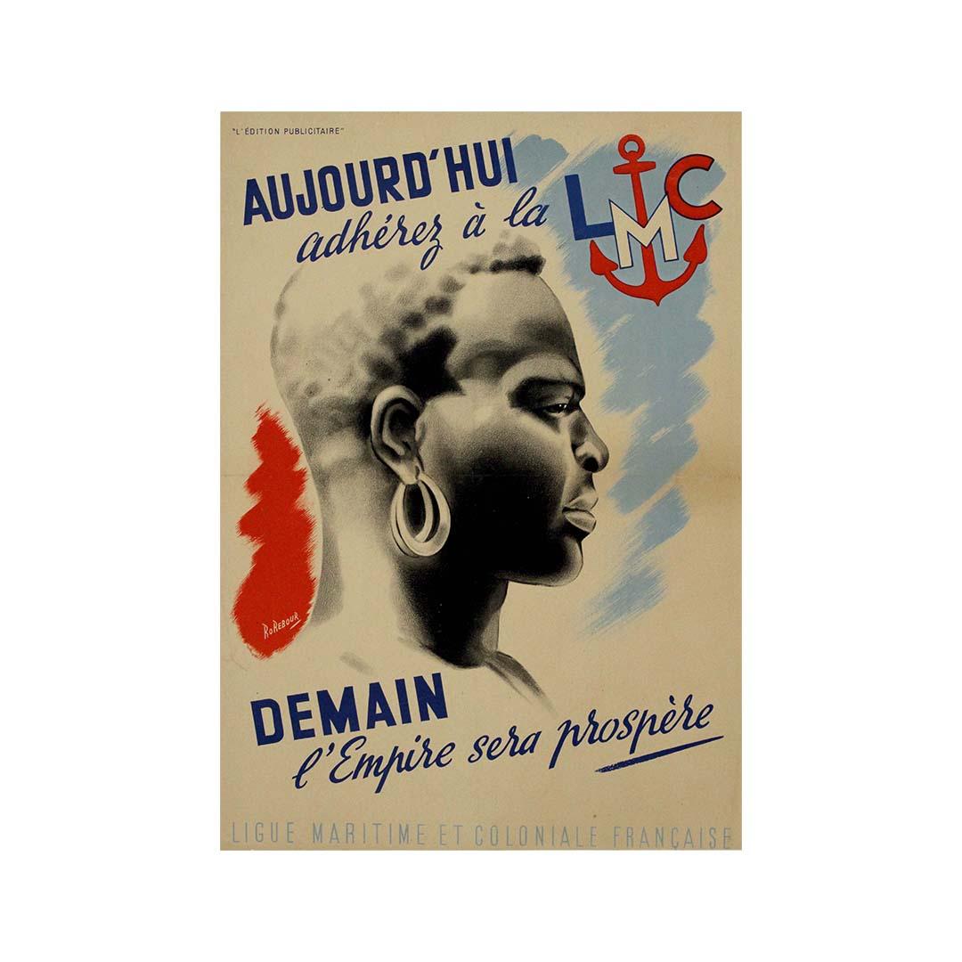 CIRCA 1930 Originalplakat von Rorebour - Ligue Maritime et Coloniale Française  im Angebot 3