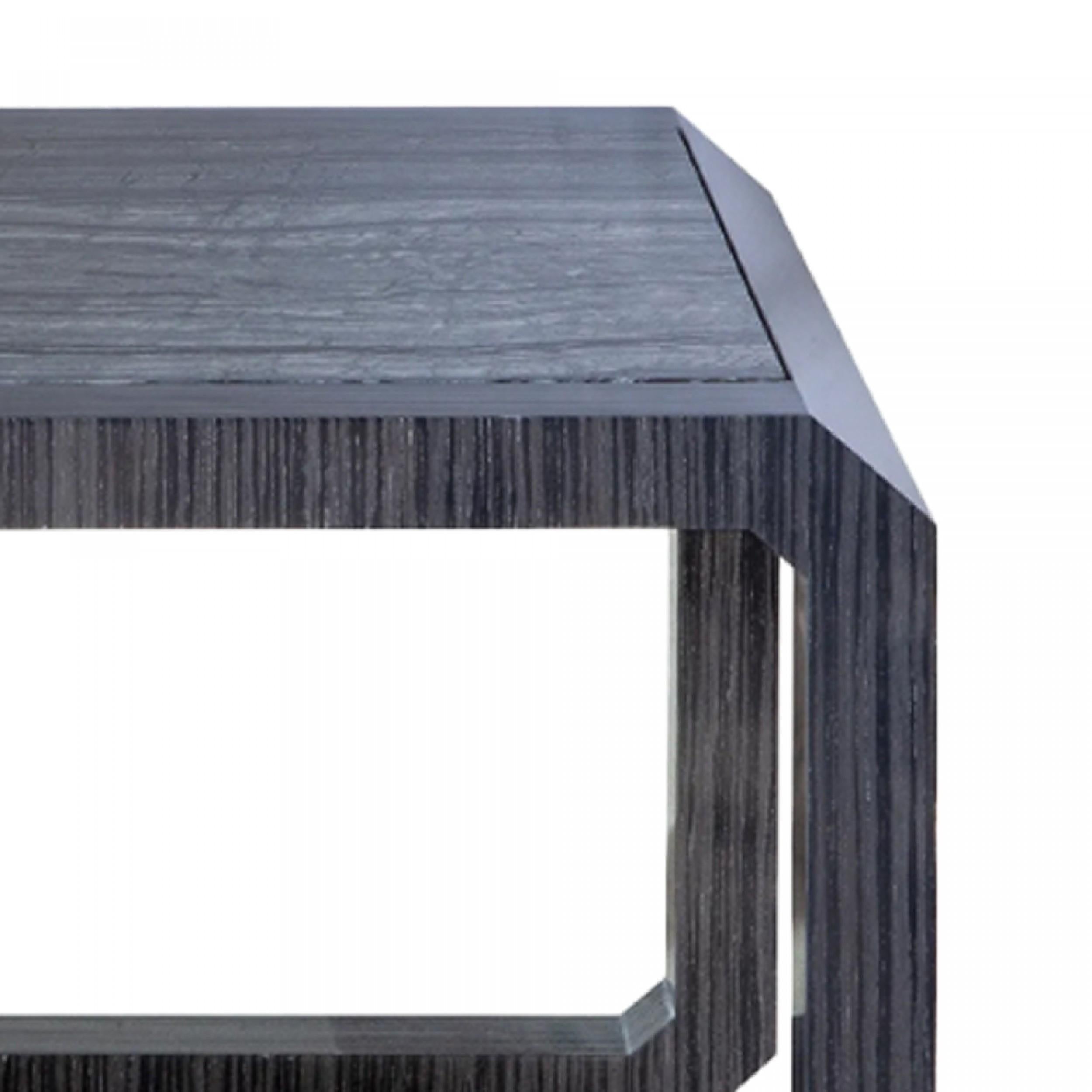Veneer Roric Tobin Contemporary Dark Wood and Marble Side Table For Sale