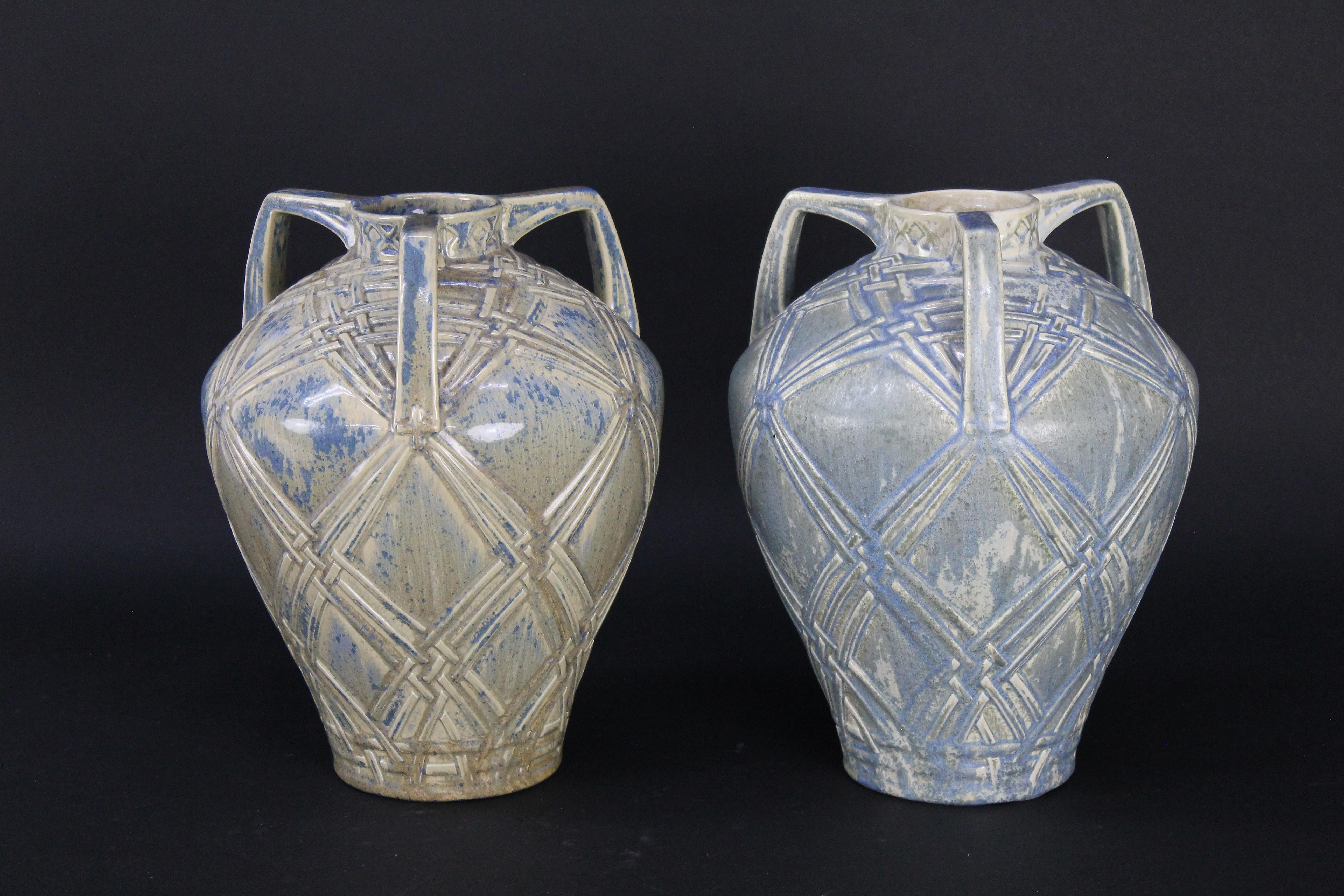 Earthenware Rörstrand a Pair of Swedish Grace Vases, circa 1930 For Sale