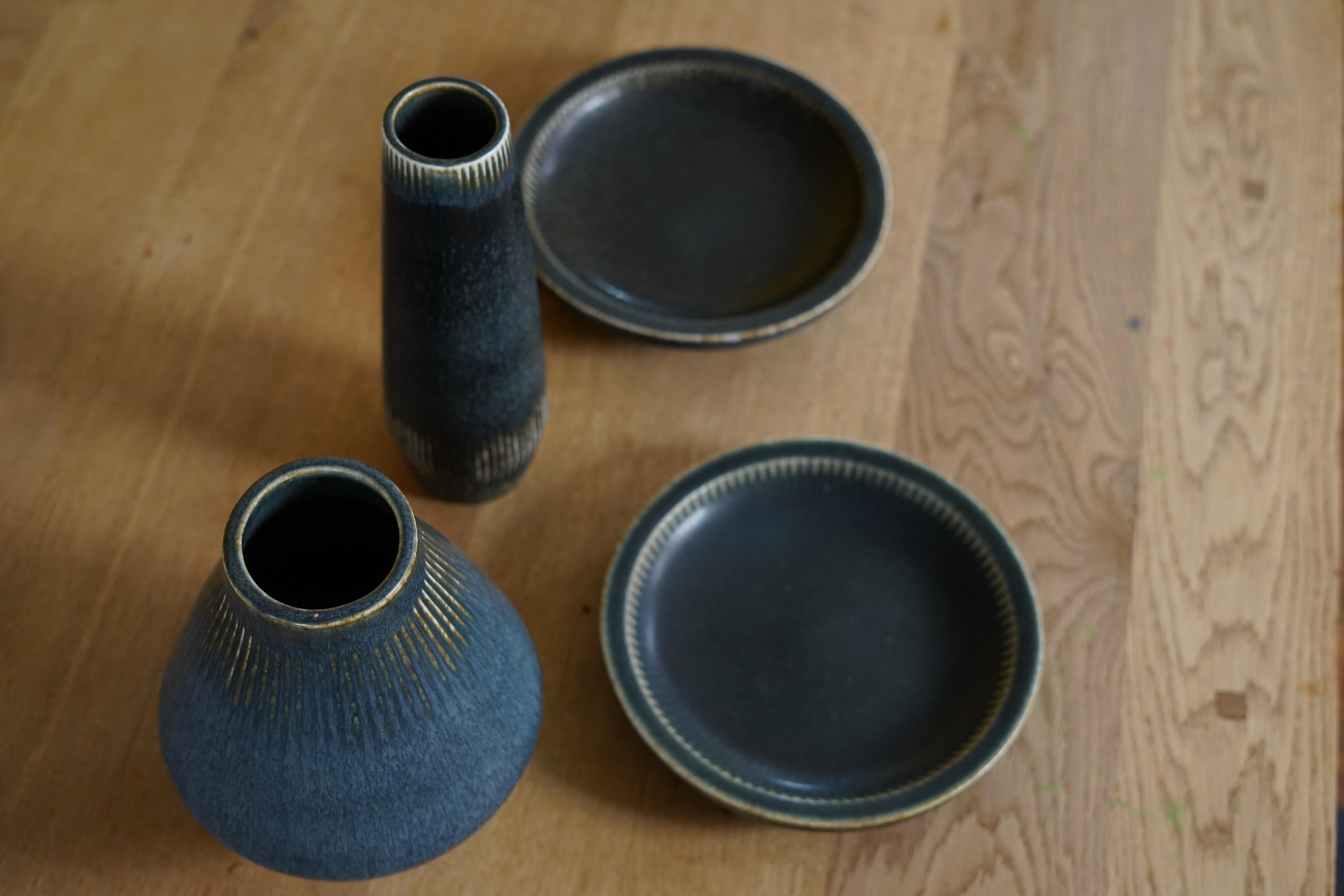 Mid-20th Century Rörstrand Carl-Harry Stålhane vases and trays , Sweden 1960 For Sale