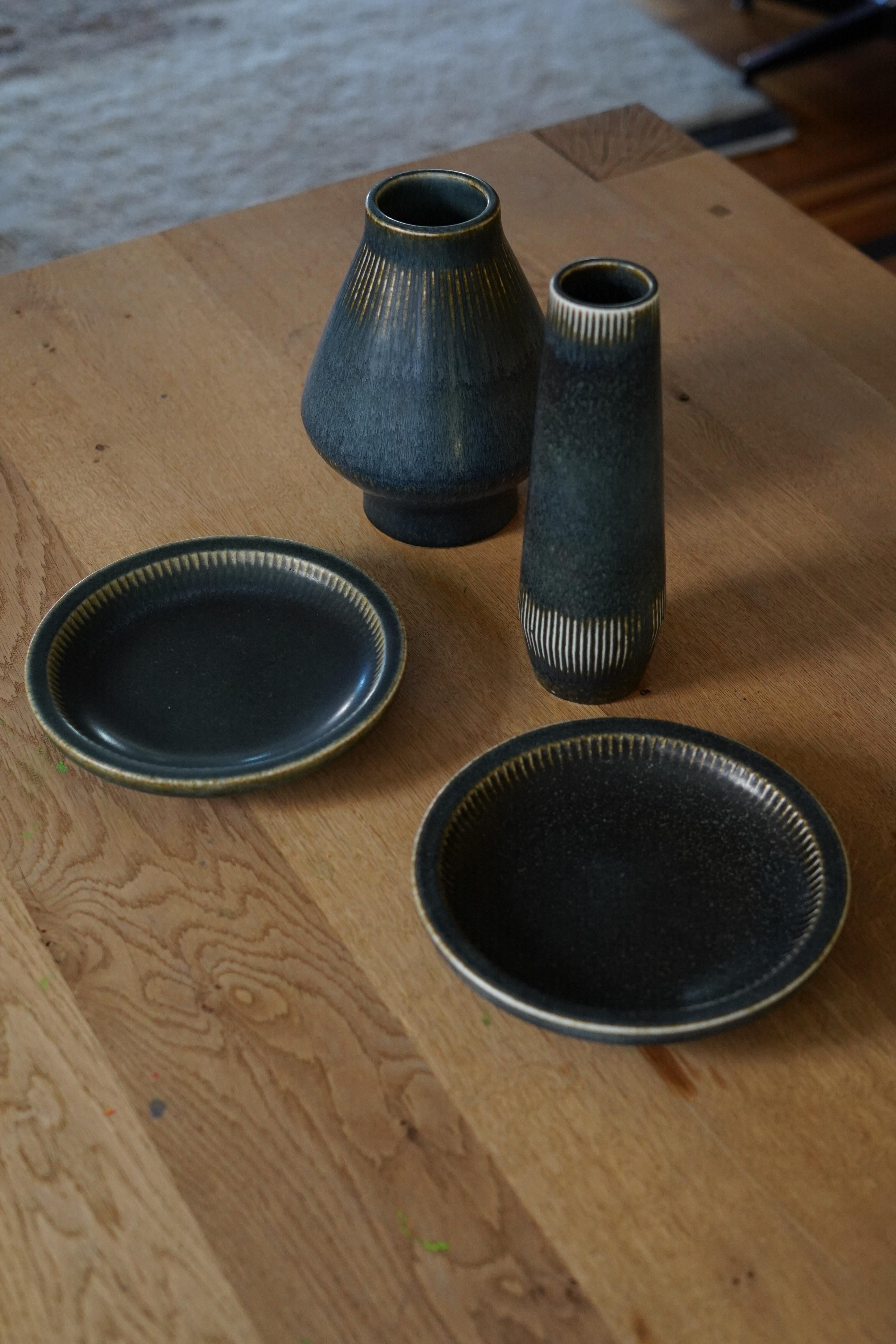 Ceramic Rörstrand Carl-Harry Stålhane vases and trays , Sweden 1960 For Sale