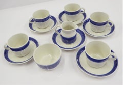 Rörstrand Coffee / Tea Set Koka Blå Pattern Designed by Hertha Bengtson, 1950s