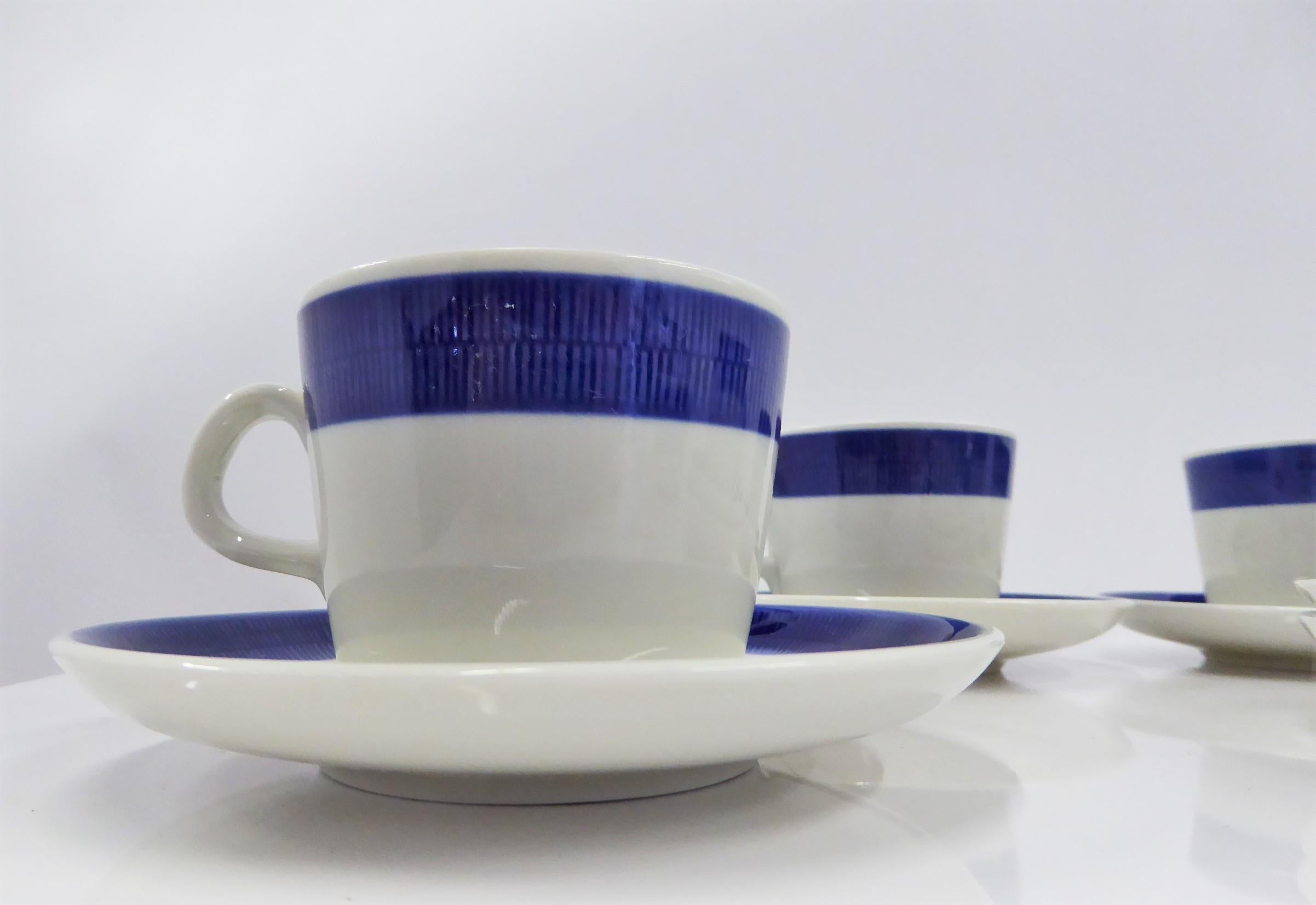 Rörstrand Coffee / Tea Set Koka Blå Pattern Designed by Hertha Bengtson, 1950s 2