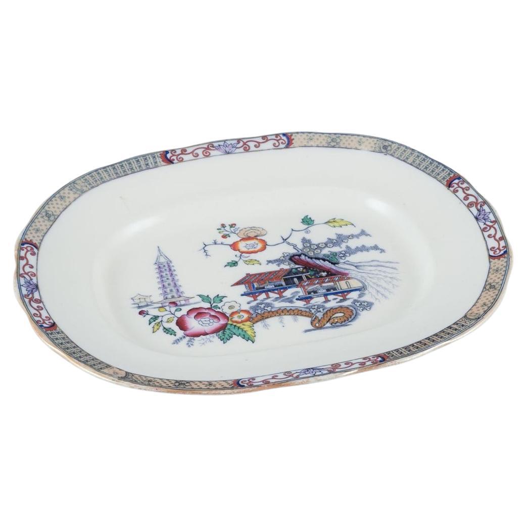 Rörstrand, gran plato ovalado "Japón" de loza. Decoración oriental clásica. en venta