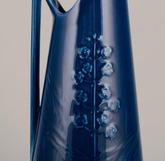 Rörstrand, large vase / pitcher in porcelain. Floral motifs. Blue glaze.