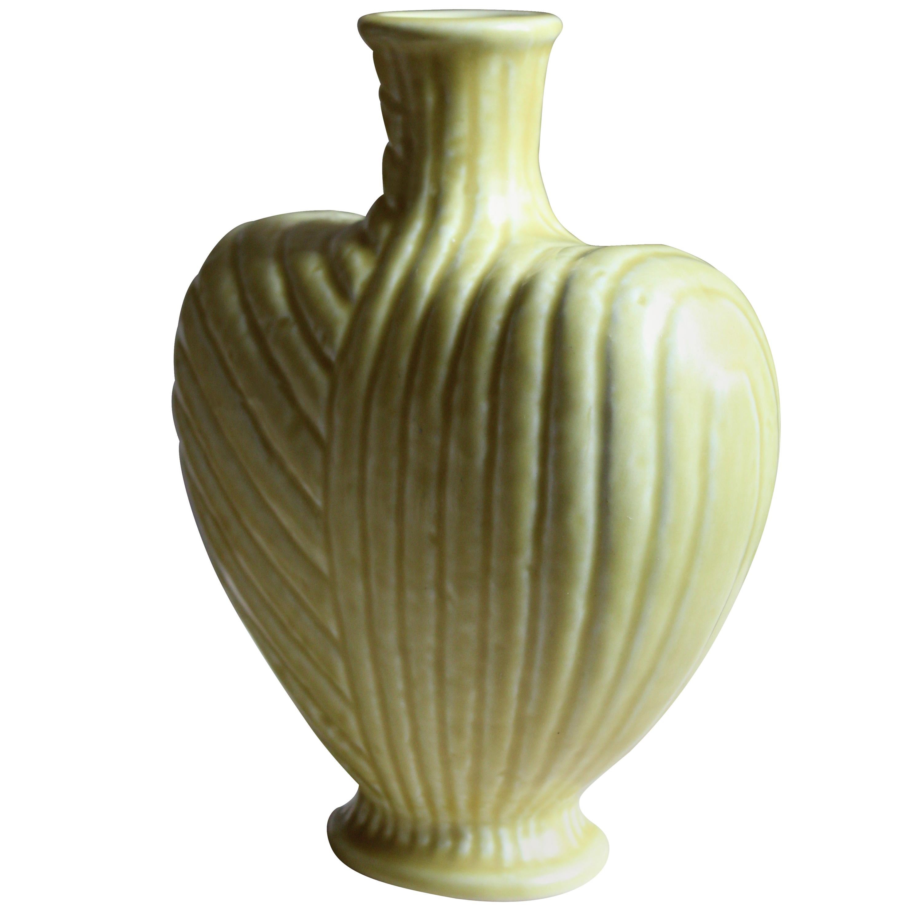 Rörstrand, Organic Vase, Yellow Glazed Stoneware, Sweden, 1960s