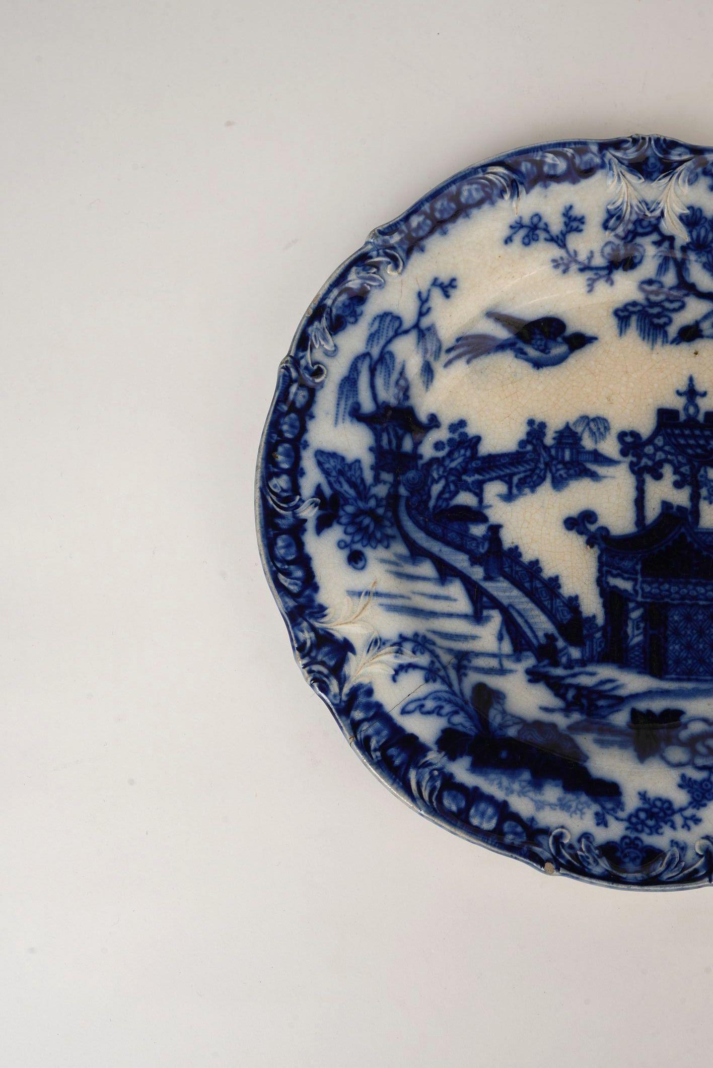 Glazed Rörstrand Pagoda Pattern Plate, 19th Century For Sale