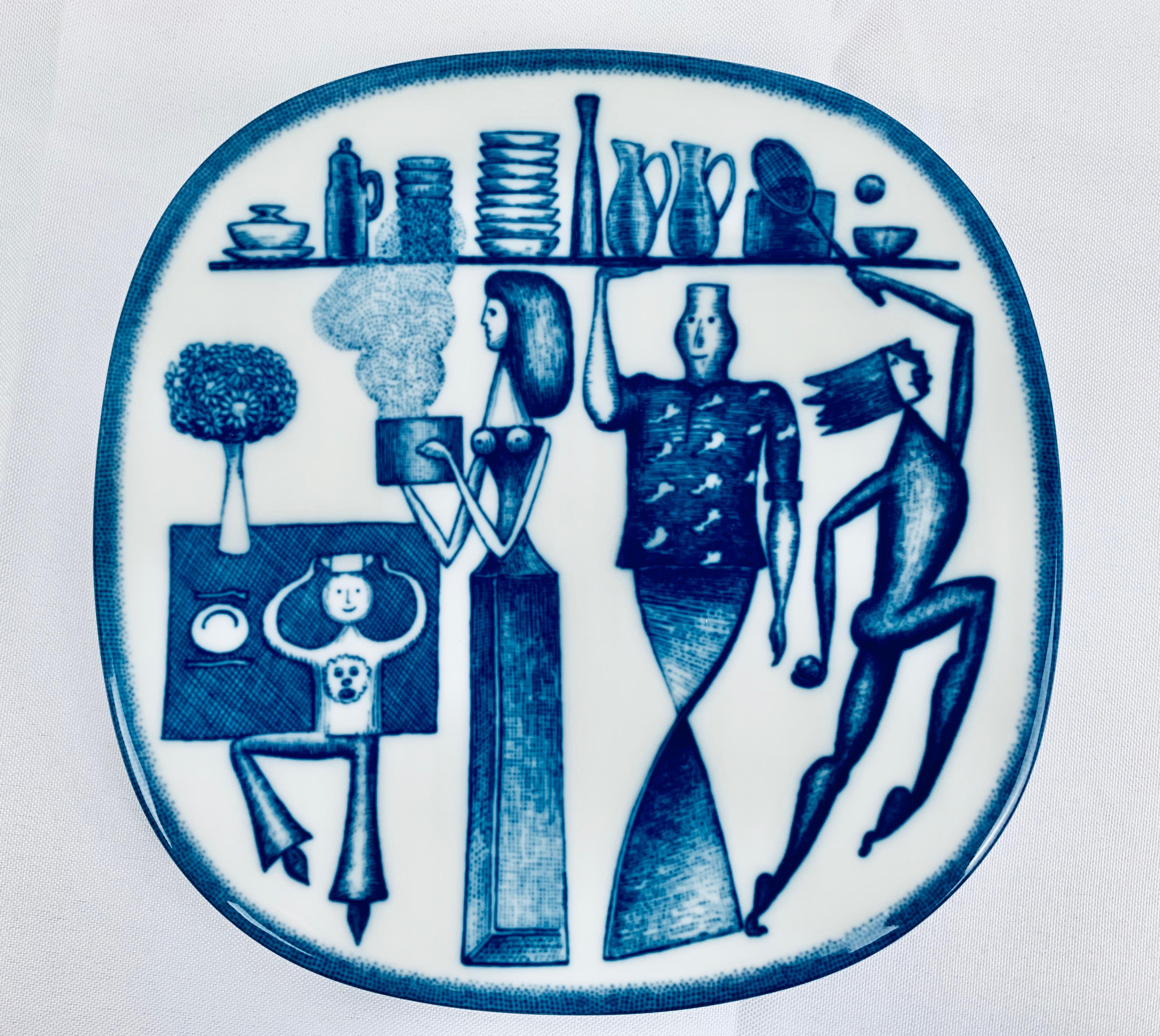 Late 20th Century Rörstrand Porcelain Commemorative Plates-Niels-Christian Hald in Blue, Sweden