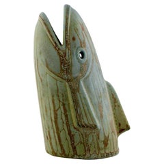 Rörstrand / Rorstrand Stoneware Figure of Gunnar Nylund, Rare Fish Vase, 1950s