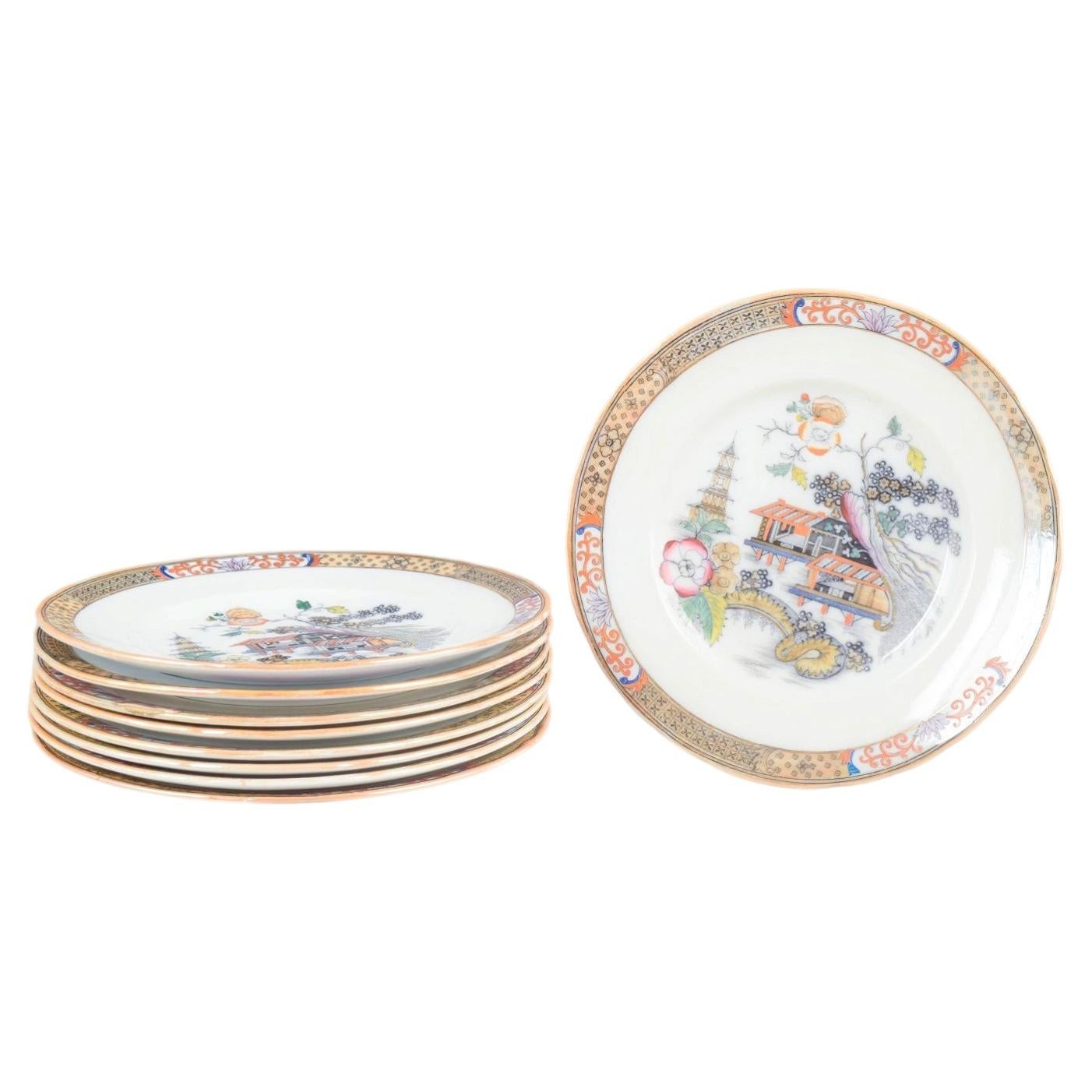 Rörstrand. Set of nine lunch plates in faience. 'Japan' series. Early 20th C.