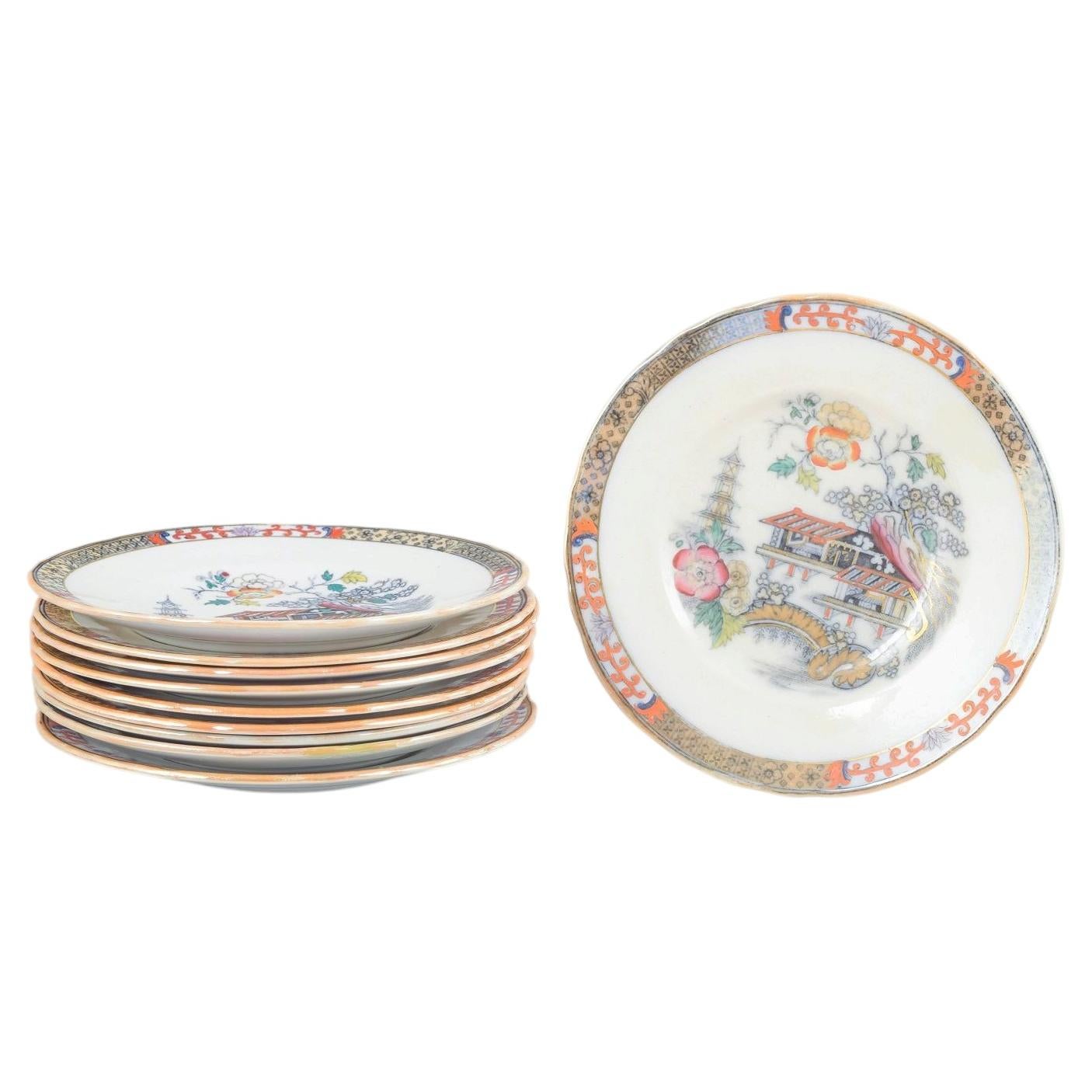 Rörstrand. Set of ten flat plates in faience. 'Japan' series. Early 20th C. For Sale