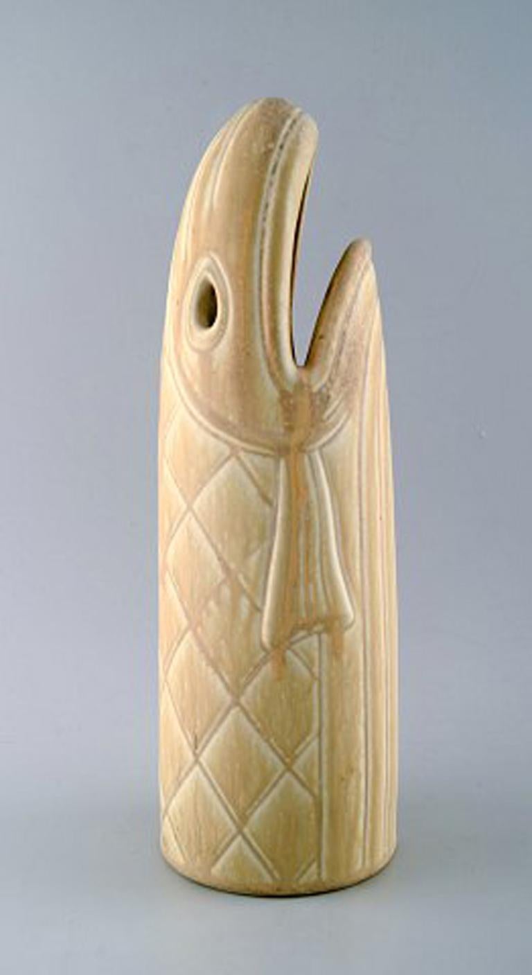 Scandinavian Modern Rörstrand Stoneware Figure of Gunnar Nylund, Rare Fish Vase