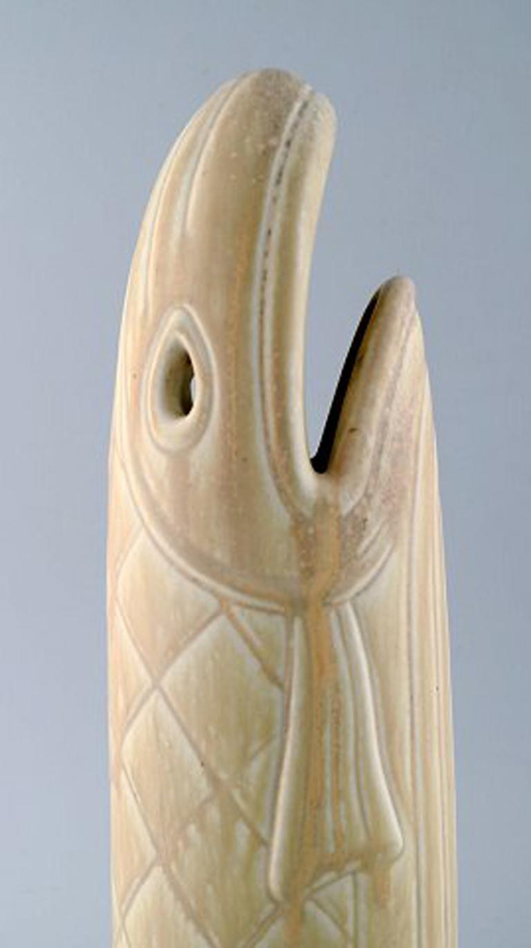Rörstrand Stoneware Figure of Gunnar Nylund, Rare Fish Vase In Good Condition In Copenhagen, DK