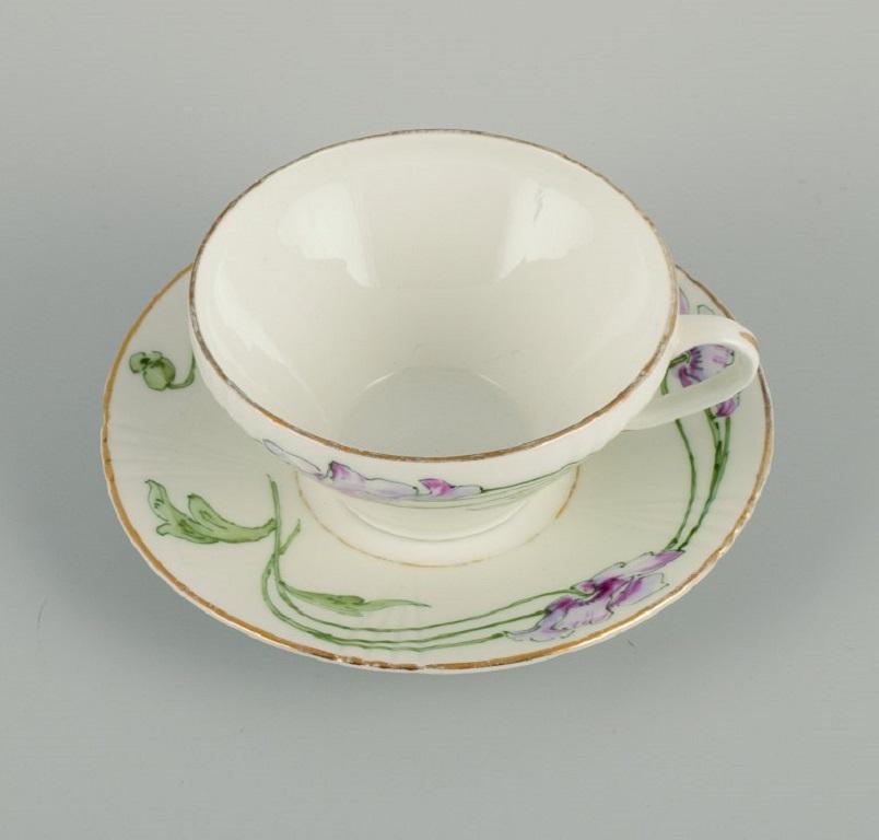 Swedish Rörstrand, Sweden, a Set of Eleven Art Nouveau Porcelain Teacups with Saucers For Sale