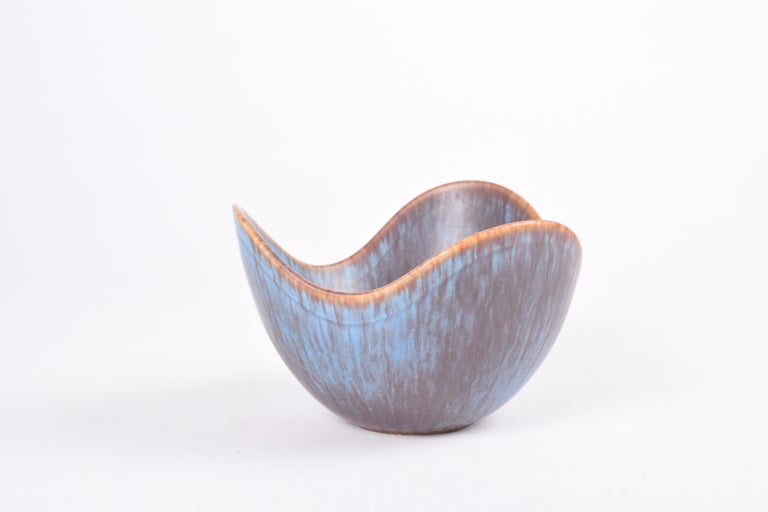 Rörstrand Sweden Bowl ASH Blue Brown Speckled Glaze, Gunnar