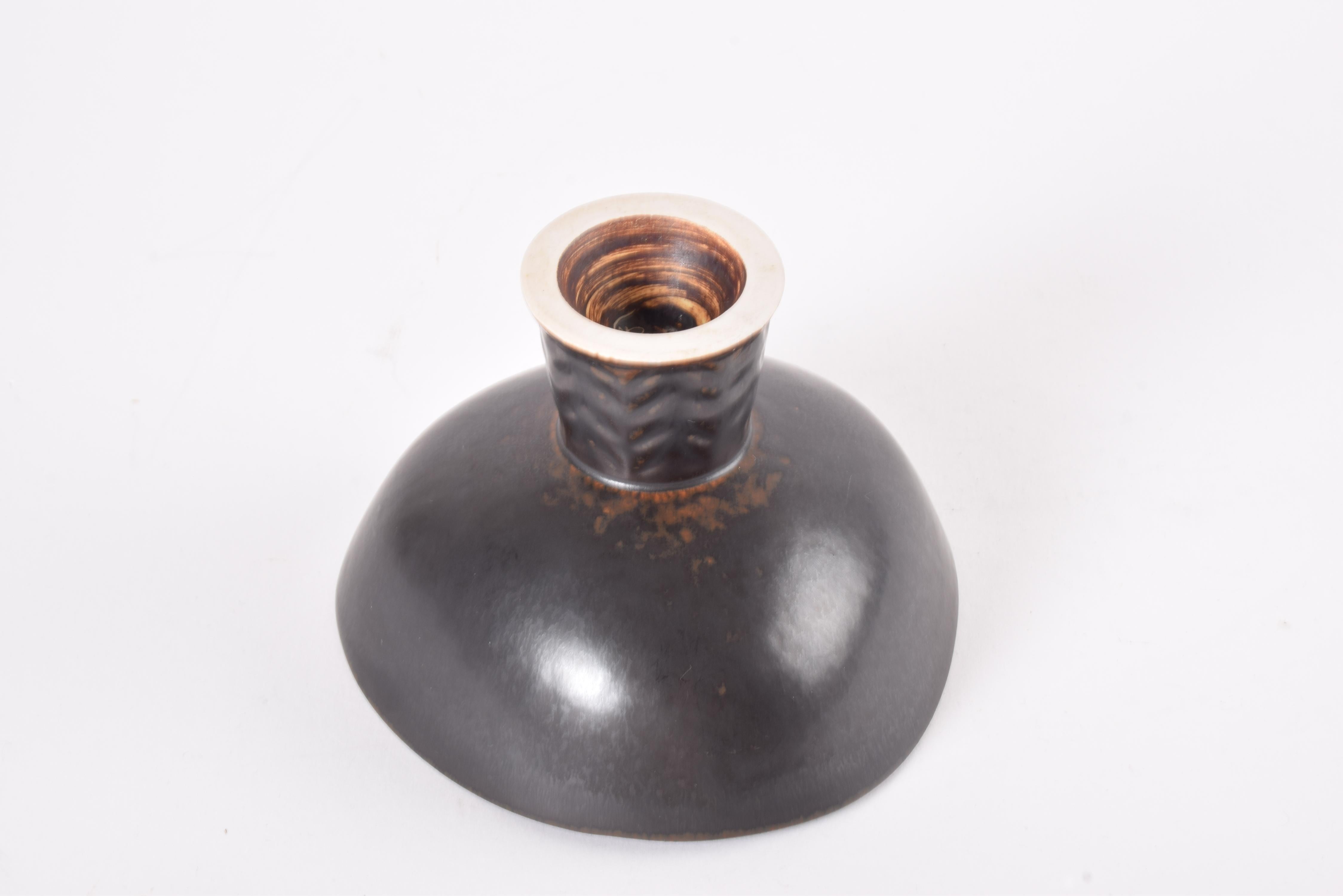 Cuenco con pie Rörstrand Sweden Esmalte marrón de Carl-Harry Stålhane, Moderno ca. 1950 en venta 2