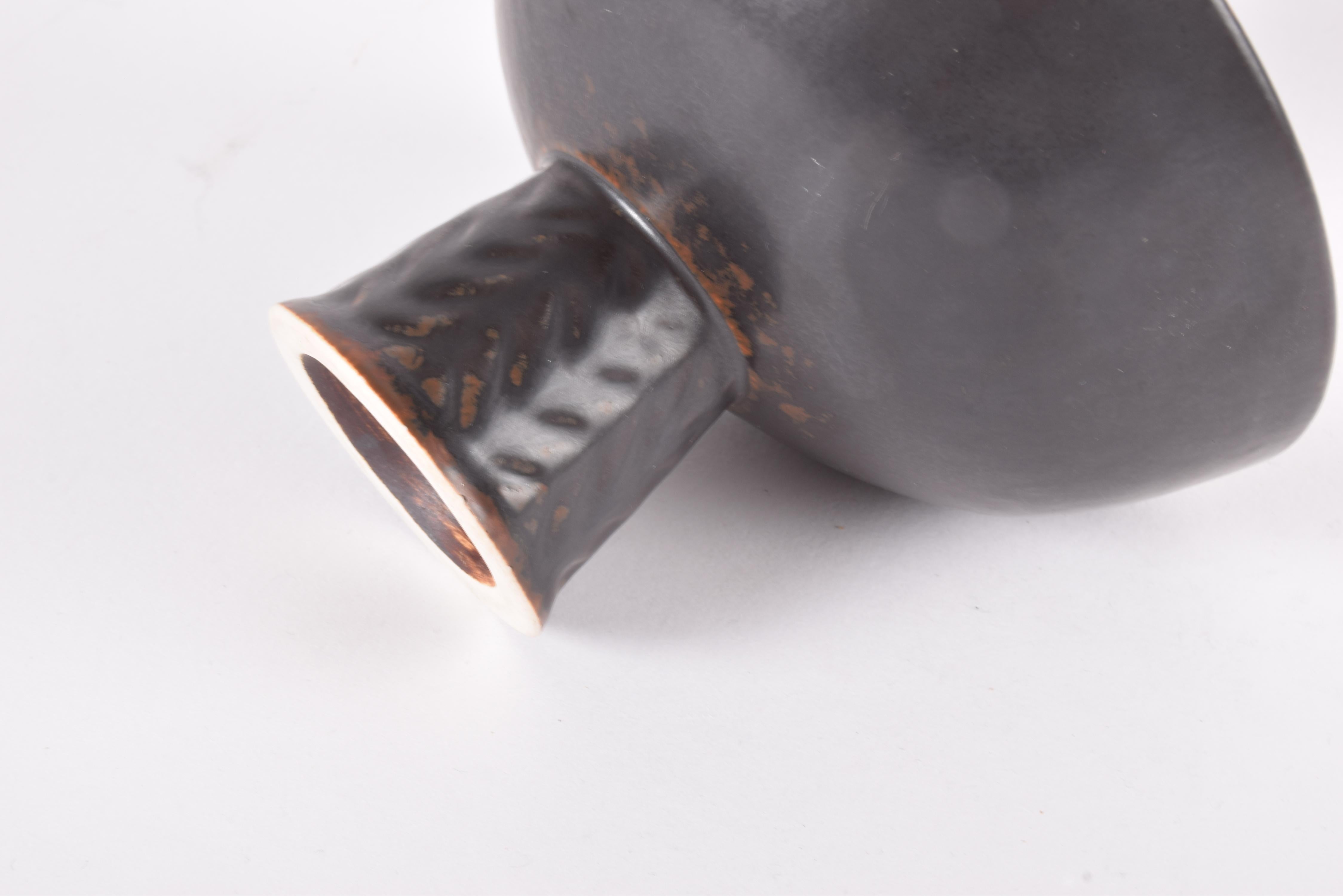 Cuenco con pie Rörstrand Sweden Esmalte marrón de Carl-Harry Stålhane, Moderno ca. 1950 en venta 3