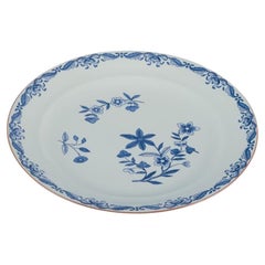 Vintage Rörstrand, Sweden, large round "Ostindia" platter in faience with flower motifs.