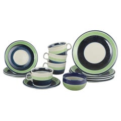 Rörstrand, Schweden. Teeservice "Maria" aus glasierter Fayence, 1970er Jahre.